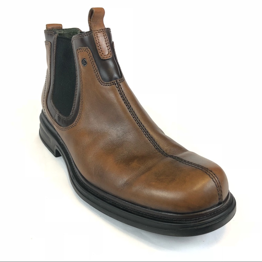Clarks mens leather ankle boots slip on brown